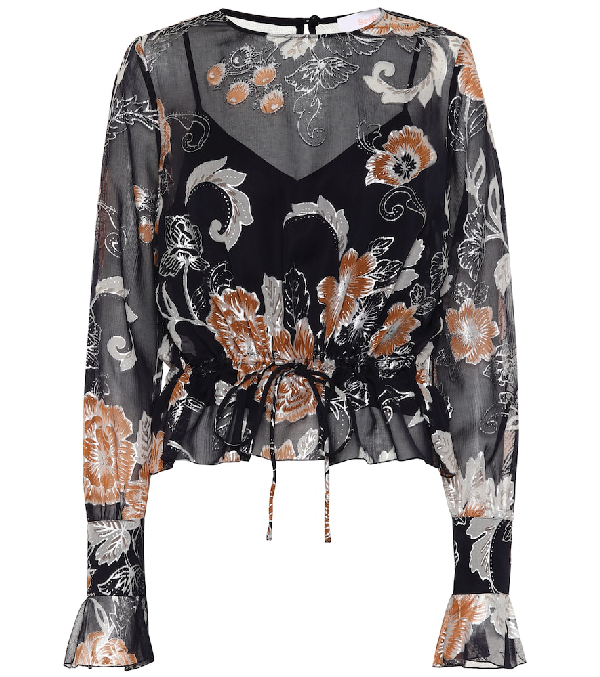 See By ChloÉ Printed Silk And Cotton Blouse In Black | ModeSens