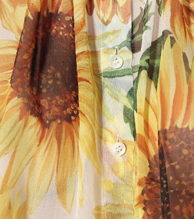 Shop Dolce & Gabbana Sunflower Silk-chiffon Blouse In Yellow