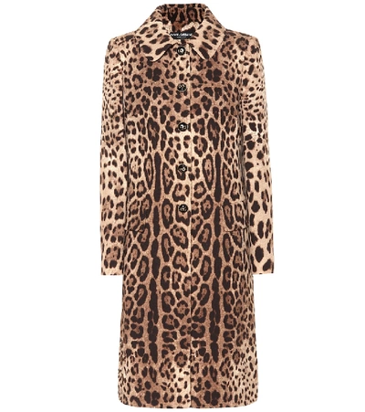 Shop Dolce & Gabbana Leopard-print Wool Coat In Brown