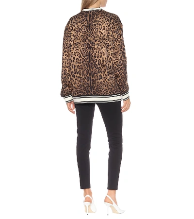 Shop Dolce & Gabbana Leopard-print Cotton Sweatshirt In Brown