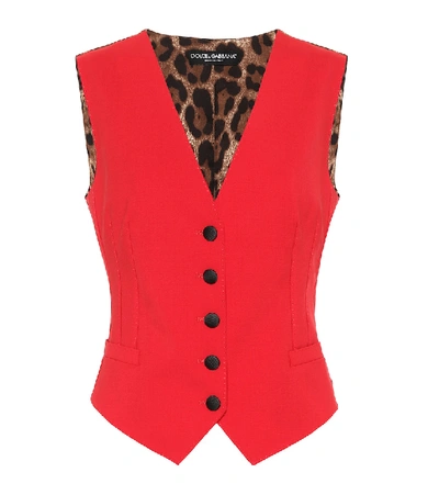 Shop Dolce & Gabbana Wool-blend Vest In Red