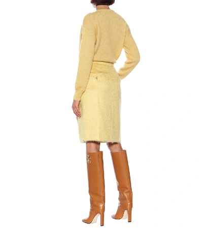 Shop Max Mara Turchia Mohair-blend Miniskirt In Yellow