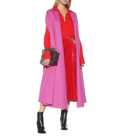 Shop Valentino Wool And Cashmere Cape In Pink