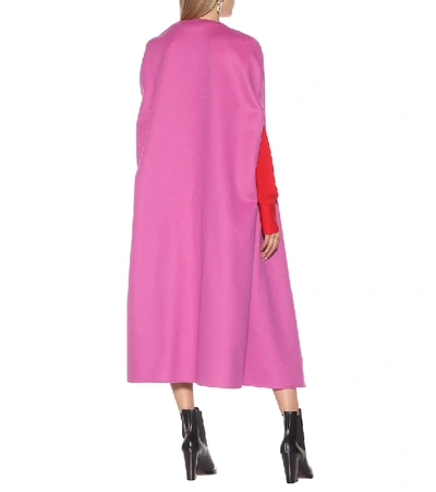 Shop Valentino Wool And Cashmere Cape In Pink