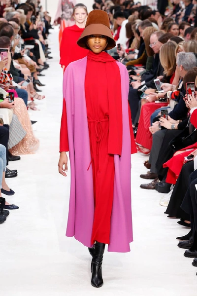 Shop Valentino Wool And Cashmere Cape In Pink