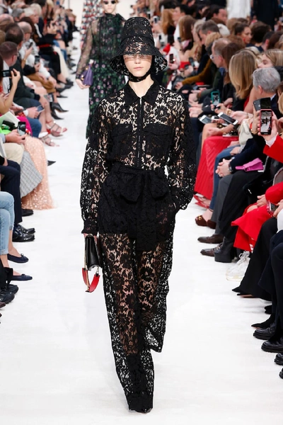 Shop Valentino Lace Jumpsuit In Black