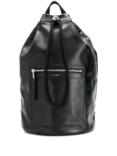 Shop Saint Laurent Drawstring Backpack In Black