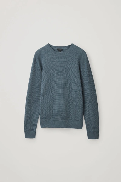 Shop Cos Moss-stitch Knit Jumper In Blue