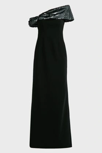 Shop Sachin & Babi Zadie Sequinned Off-shoulder Gown, Us6 In Black