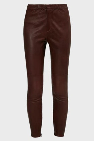 Shop Isabel Marant Étoile Iany Slim-leg Leather Trousers, Fr40 In Burgundy