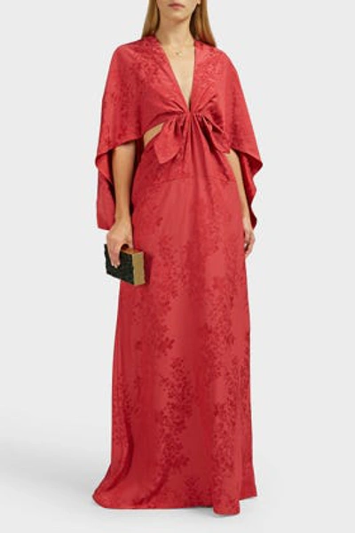Shop Rosie Assoulin Knotted Jacquard Gown In Red