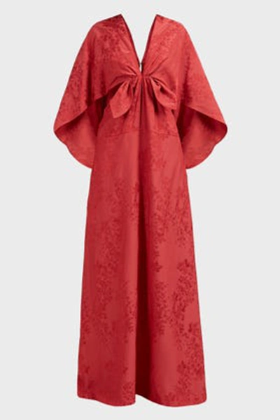 Shop Rosie Assoulin Knotted Jacquard Gown In Red