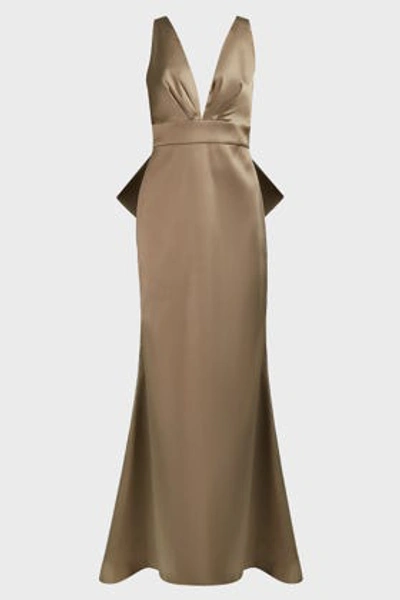 Shop Sachin & Babi Penelope Bow-embellished Crepe Gown In Grey