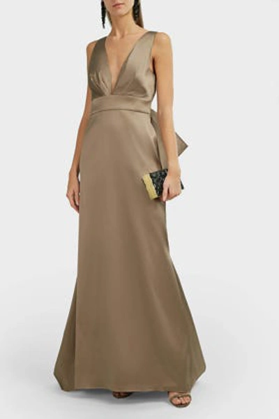 Shop Sachin & Babi Penelope Bow-embellished Crepe Gown In Grey