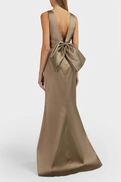 Shop Sachin & Babi Penelope Bow-embellished Crepe Gown In Grey