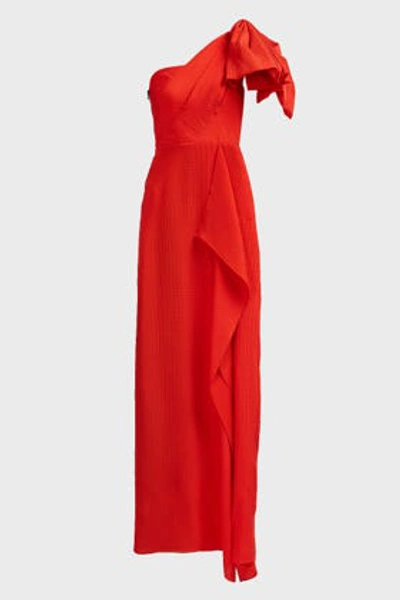 Shop Roland Mouret Belhaven One-shoulder Silk Gown In Red