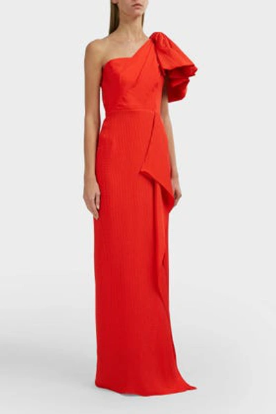 Shop Roland Mouret Belhaven One-shoulder Silk Gown In Red