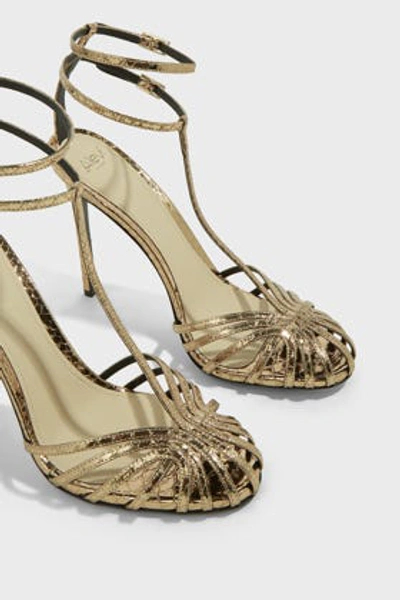 Shop Alevì Stella Metallic Leather Sandals In Gold