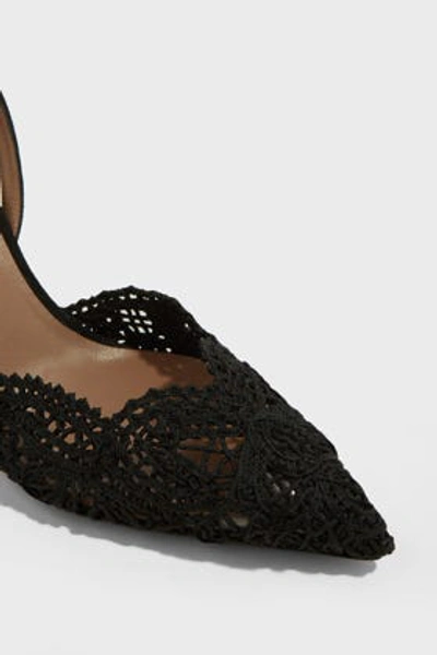 Shop Tabitha Simmons Sen Floret Lace-trimmed Sandals In Black