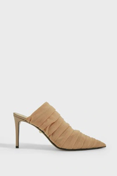 Shop Alevì Naomi Tulle Heeled Mules In Beige