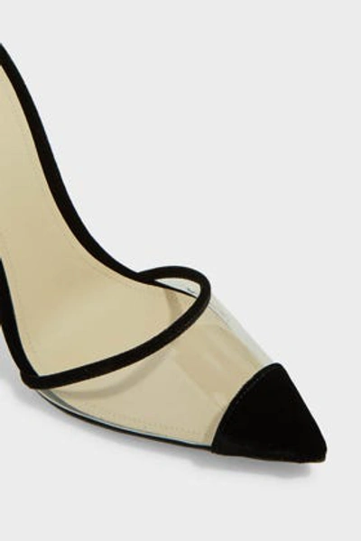 Shop Alevì Bianca Velvet Heel Pumps In Black