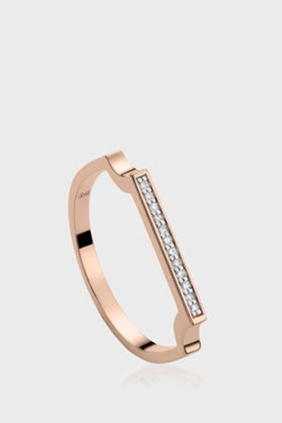 Shop Monica Vinader Signature Thin Diamond Ring In Rose Gold