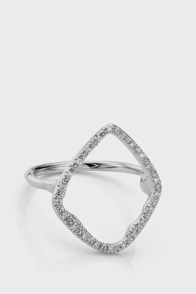 Shop Monica Vinader Riva Hoop Cocktail Diamond And Silver Ring In Neutral