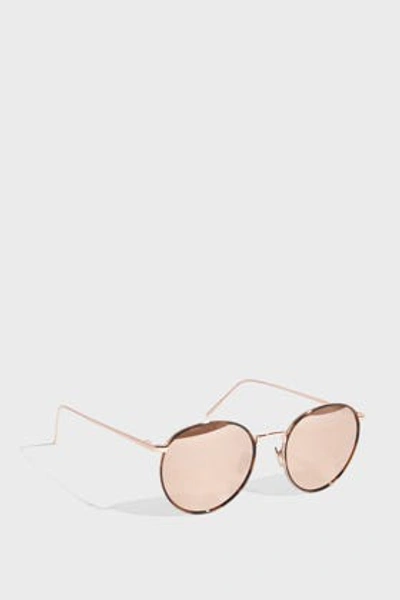 Shop Linda Farrow Luxe Round-frame Tortoiseshell Acetate Mirrored Sunglasses In R Gold
