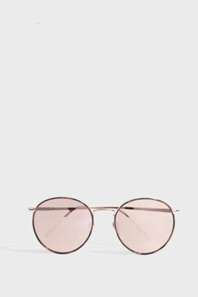 Shop Linda Farrow Luxe Round-frame Tortoiseshell Acetate Mirrored Sunglasses In R Gold