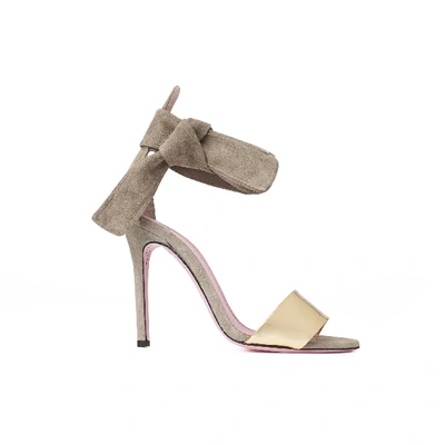 Shop Phare Ankle Tie Stiletto Sandal Taupe Suede