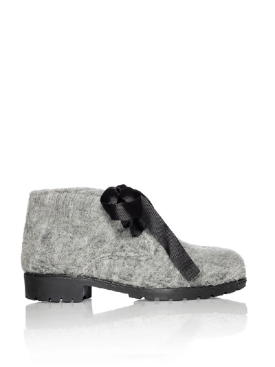 Shop Smiling Shoes Hanna Brogues In Grey Wool