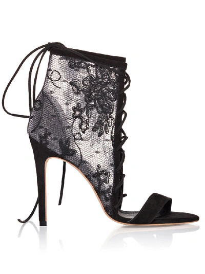 Shop Smiling Shoes Clemence Sandals In Black Chantilly Lace *