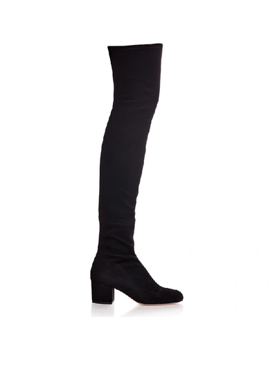 Shop Smiling Shoes The Essential Boots In Black Stretch Suede