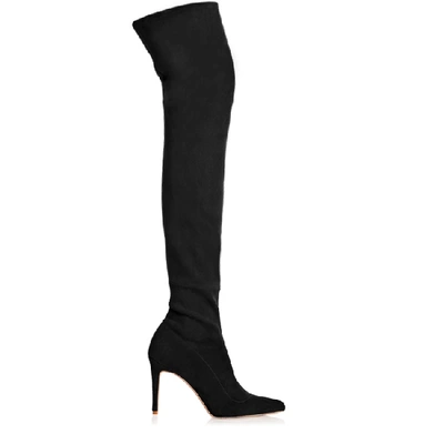 Shop Smiling Shoes The Icon Boots In Black Stretch Suede