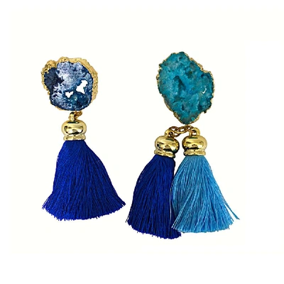Shop Hashé Shiraz Blue Tasseled Earrings