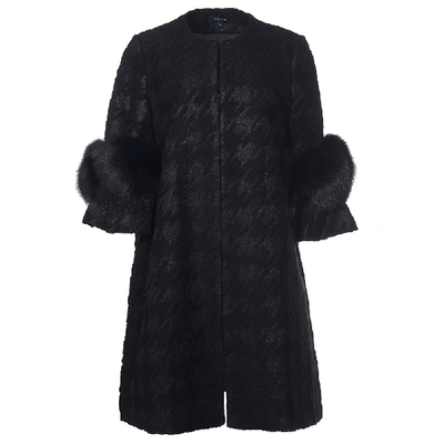 Shop Hashé Black Fox Fur Houndstooth Coat