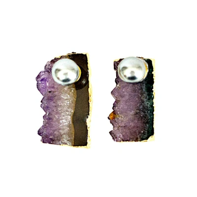 Shop Hashé Ispahan Pearl And Purple Stone Earrings