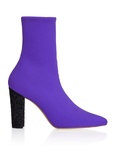 Shop Smiling Shoes The Players Ankle Boots In Purple Neoprene