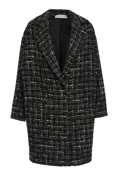 Shop Sava Couture Oversized Tweed Coat In Black Gold