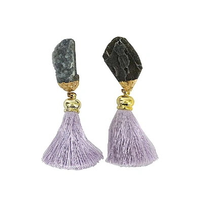 Shop Hashé Shiraz Grey Stones Tasseled Earrings
