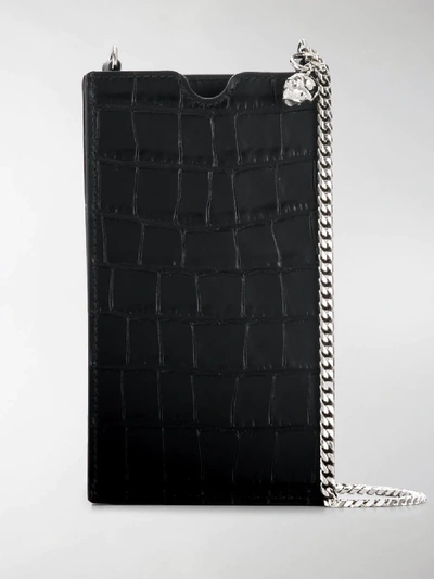 Shop Alexander Mcqueen Crocodile-effect Phone Wallet In Black