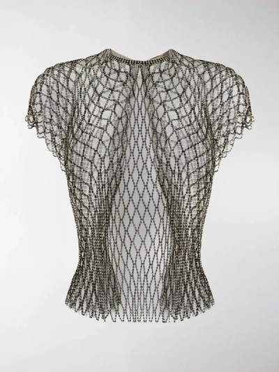 Shop Saint Laurent Jeweled Top In Silver