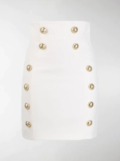 Shop Balmain Grain De Poudre Skirt In White