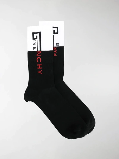 Shop Givenchy Logo Intarsia Socks In Black