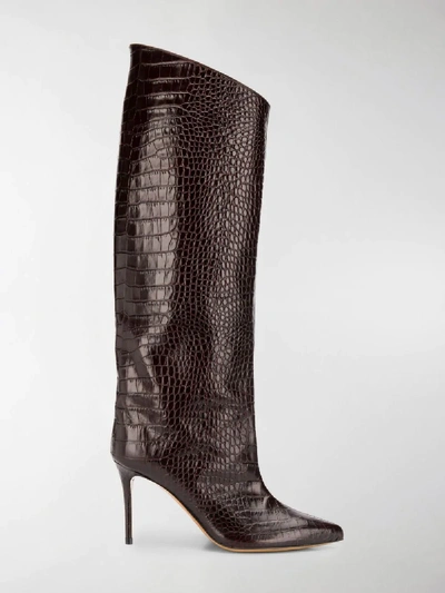 Shop Alexandre Vauthier Croco High Booty Boots In Brown