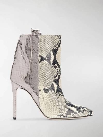 Shop Paris Texas Snake Effect Ankle Boots In Silver