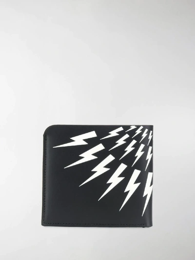 Shop Neil Barrett Thunderbolt Print Wallet In Black