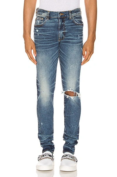 Shop Amiri Broken Jean In Dark Crafted Indigo