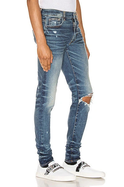 Shop Amiri Broken Jean In Dark Crafted Indigo