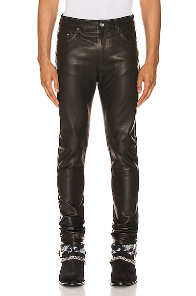 Shop Amiri 5 Pocket Leather Pant In Black